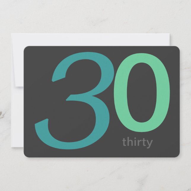 Charcoal and Blue Custom 30th Birthday Invitation (Front)