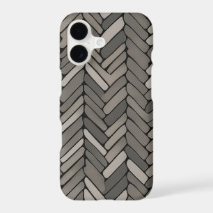 Charcoal and Grey Herringbone Elegant Geometric