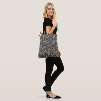 Charcoal and Grey Herringbone Elegant Geometric  Tote Bag
