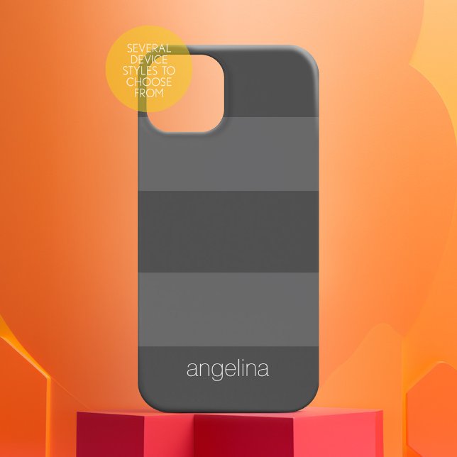Charcoal and Grey Modern Striped Pattern Name (Personalized Case-Mate Phone Case - Choose Your Device and Add Text or Completely Customize)