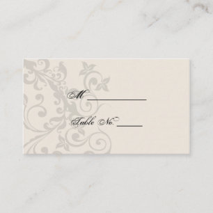 Charcoal and Ivory Filigree Wedding Place Cards