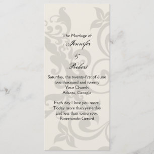 Charcoal and Ivory Filigree Wedding Program