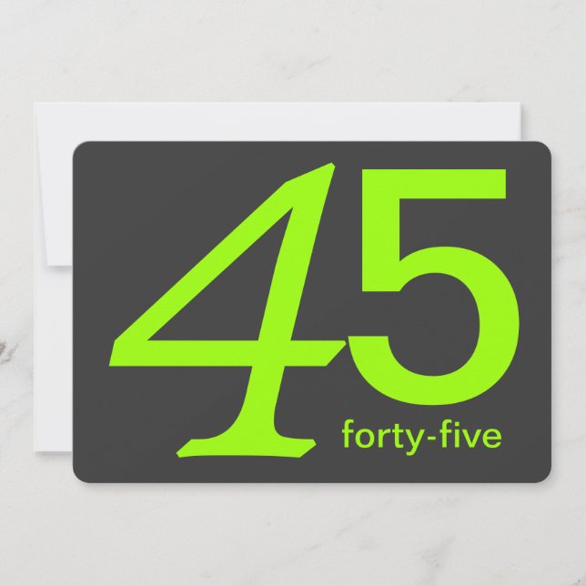 Charcoal and Lime Custom 45th Birthday Invitation (Front)