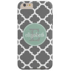 Charcoal and Mint Quatrefoil Pattern Monogram
