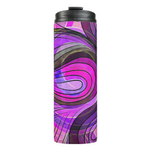 Charcoal And Rose Water Doodle With Black Lines Thermal Tumbler