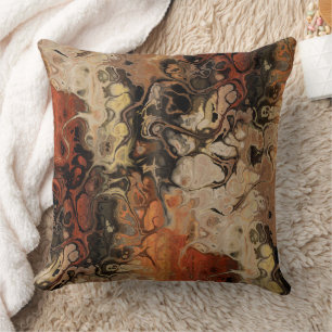 Charcoal and Rust Fractal art Throw Pillow