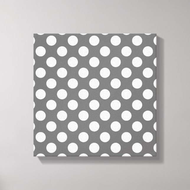 Charcoal and White Polka Dots Canvas Print (Front)
