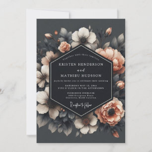 Charcoal & Apricot Gothic Wedding Invitation