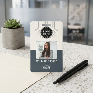 Charcoal Arch Minimalist Corporate Employee Photo  Badge