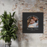 Charcoal arch photo wedding gift home decor<br><div class="desc">Better together couple pink girly arch photo wedding announcement and gift poster print. Modern girly elegant charcoal grey colorway.</div>