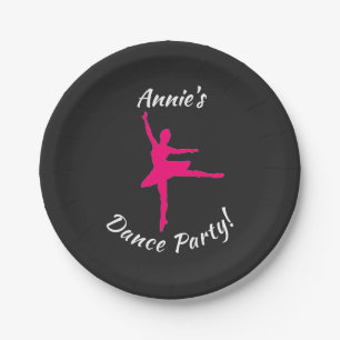 Charcoal Ballerina Sleek Dance Paper Plates