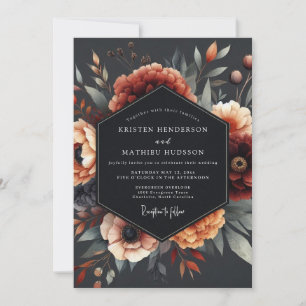 Charcoal Baroque Flora Wedding Invitation