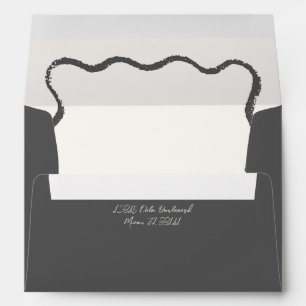 Charcoal Beige Wavy Squiggle Wedding Invitation  Envelope
