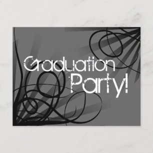 Charcoal, Black and White Graduation Party Invitation