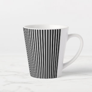 Charcoal, Black and White Stripes Latte Mug