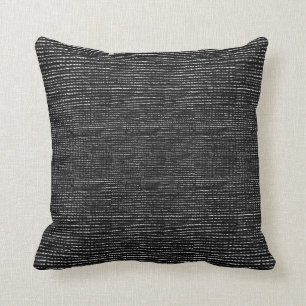 Charcoal Black and White Woven Thread Effect Throw Pillow
