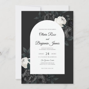 Charcoal Black Bloom Wedding Invitation