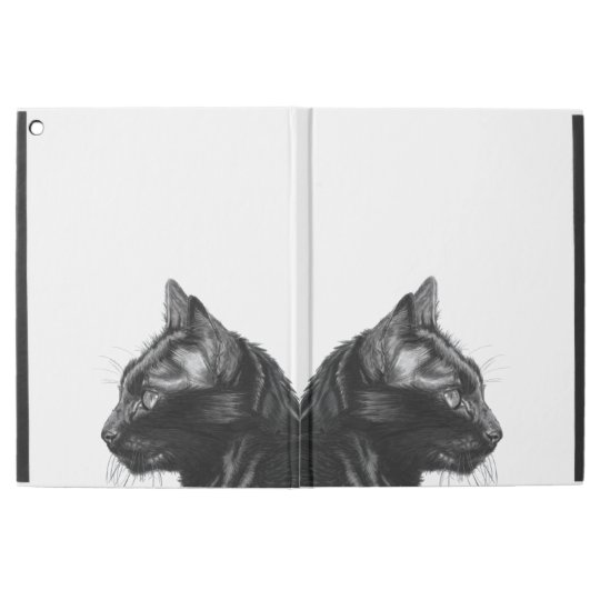 Charcoal black cat drawing ipad case