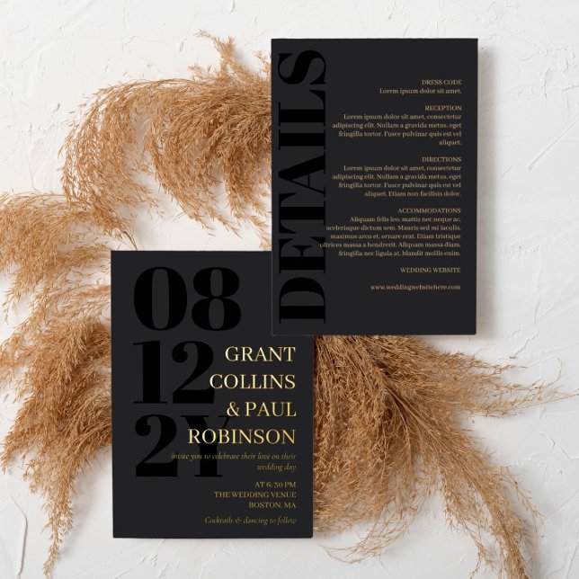 Charcoal Black & Gold Typography 2 in 1 Wedding (Creator Uploaded)