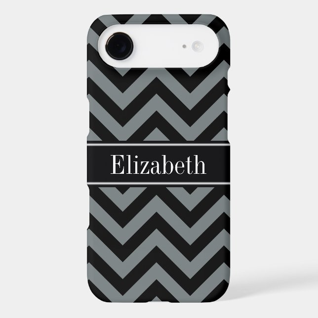 Charcoal, Black LG Chevron Black Name Monogram Case-Mate iPhone Case (Back)