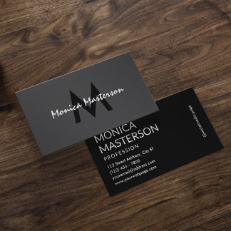 Charcoal black minimalist monogram business card