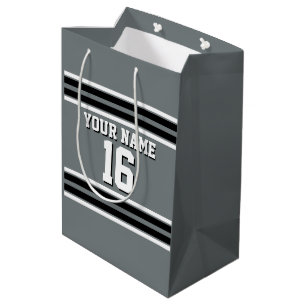Charcoal Black Wht Team Jersey Custom Number Name Medium Gift Bag