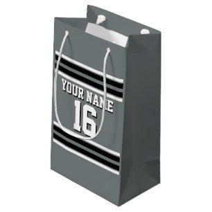 Charcoal Black Wht Team Jersey Custom Number Name Small Gift Bag