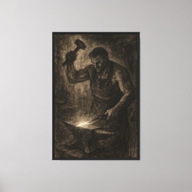 Charcoal Blacksmith at Work Canvas Print (Front)
