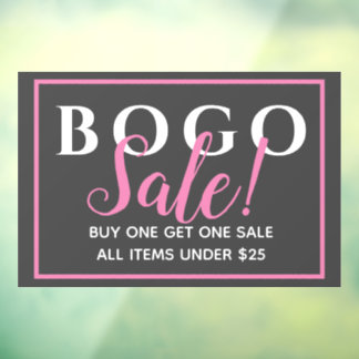 Charcoal BOGO Retail Sale Window Cling