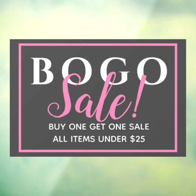 Charcoal BOGO Retail Sale Window Cling (Sheet 3)