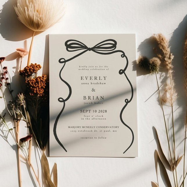 Charcoal Bow Frame Wedding Invitation (Creator Uploaded)