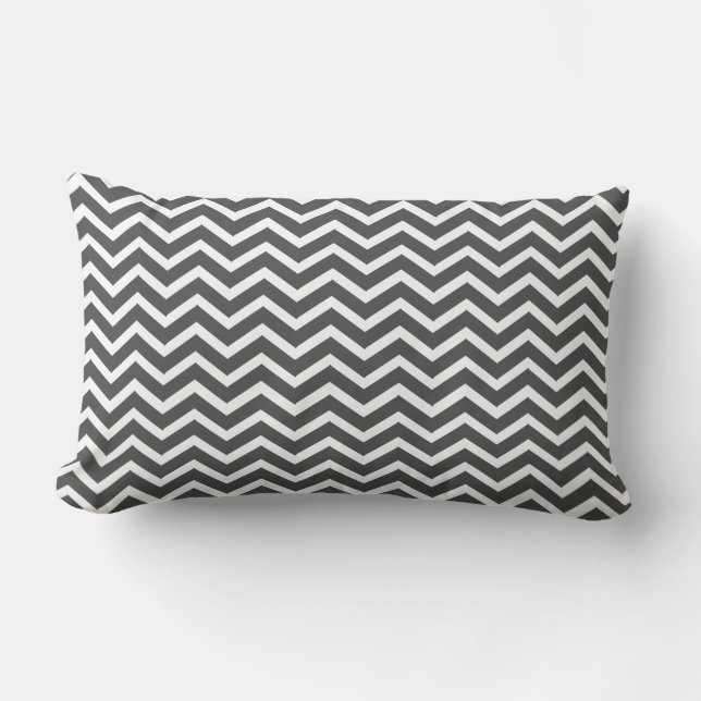 Charcoal Chevron Lumbar Pillow (Front)