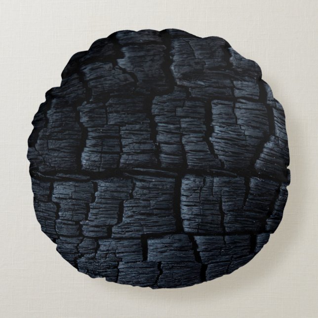 Charcoal coal ash burnt backdrop round pillow (Front)