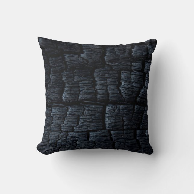 Charcoal coal ash burnt backdrop throw pillow (Front)