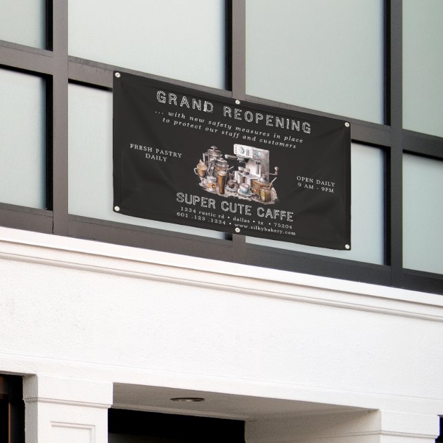 Charcoal Coffee House Grand Reopening Store Banner (Outside Building)
