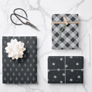 Charcoal   Coordinating Holiday Pattern Wrapping Paper Sheet