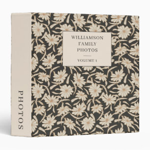 Charcoal Cream Floral Family Photos Personalized Binder