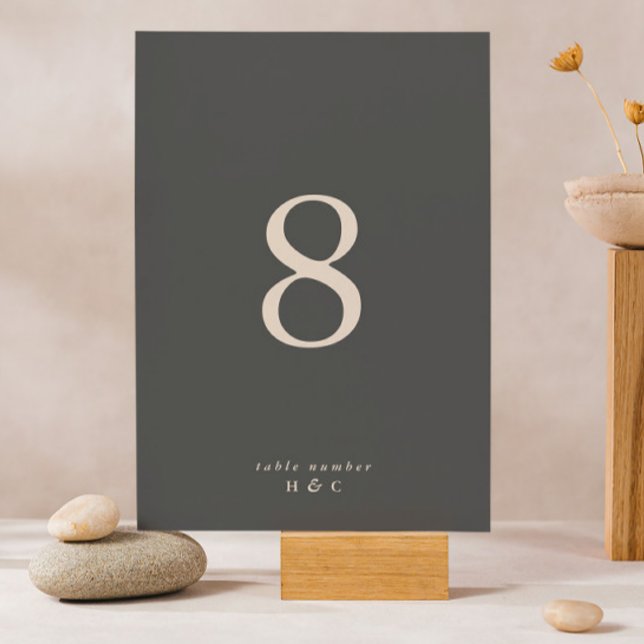 Charcoal Cream Modern Elegant Two Tone Wedding Table Number (Creator Uploaded)