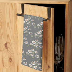 Charcoal daisy kitchen towel