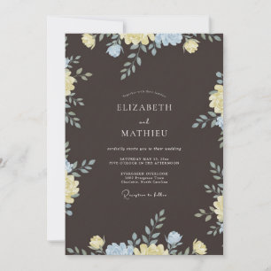 Charcoal Distinctive Floral Wedding Invitation