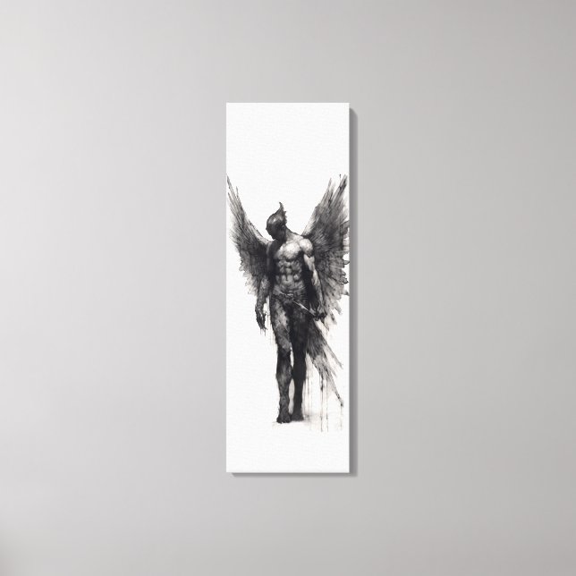 Charcoal drawing of human avian canvas print (Front)