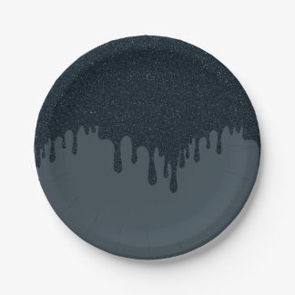 Charcoal Drip Effect Party Plate – Customizable