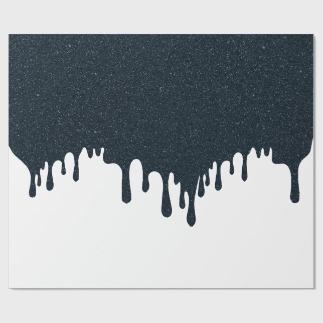 Charcoal Drip on White Gift Wrap – Customizable (Flat)