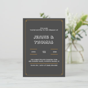 Charcoal Elegant Frame Wedding Invitation