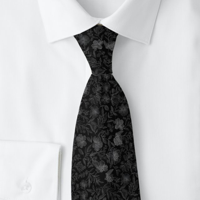 Charcoal Etched Florals Tie (Creator Uploaded)