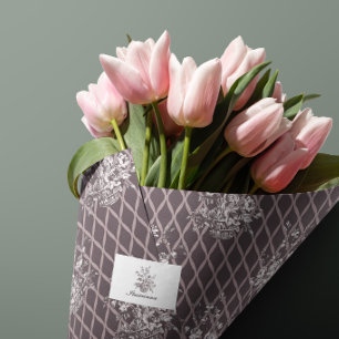 Charcoal Floral Basket Tissue Paper