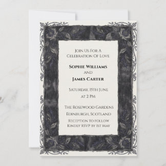Charcoal Floral Scottish Wedding Invitation