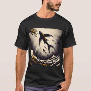 Charcoal Flying Fish, Ai Generated Art T-Shirt