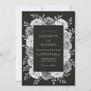 Charcoal Glorious Winter Wedding Invitation