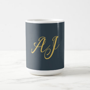 Charcoal Gold Color Monogram Professional Initial Coffee Mug